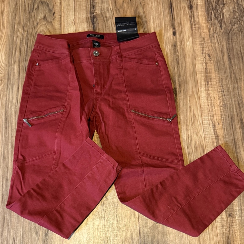 White House Black Market Red Skinny Crop Pants